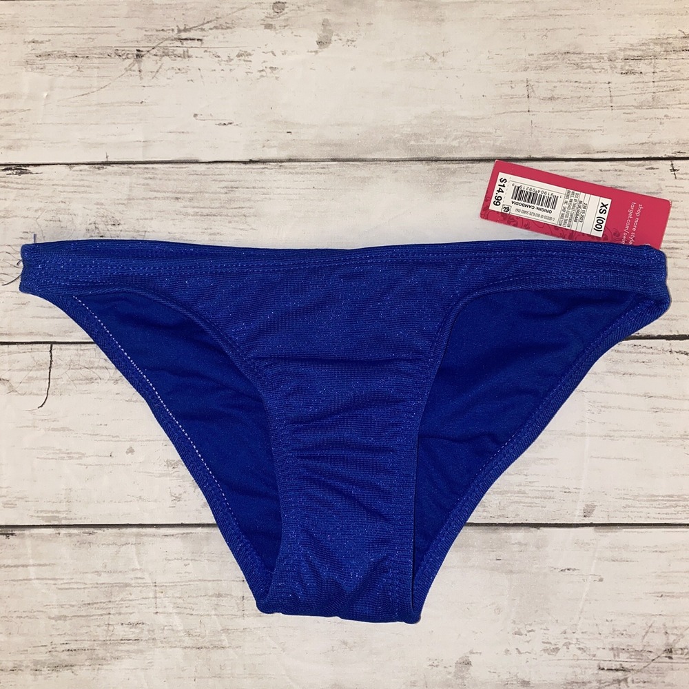 Xhilaration Bikini Bottom Womens XS Blue Sparkle Ribbed Cheeky NEW Target XS